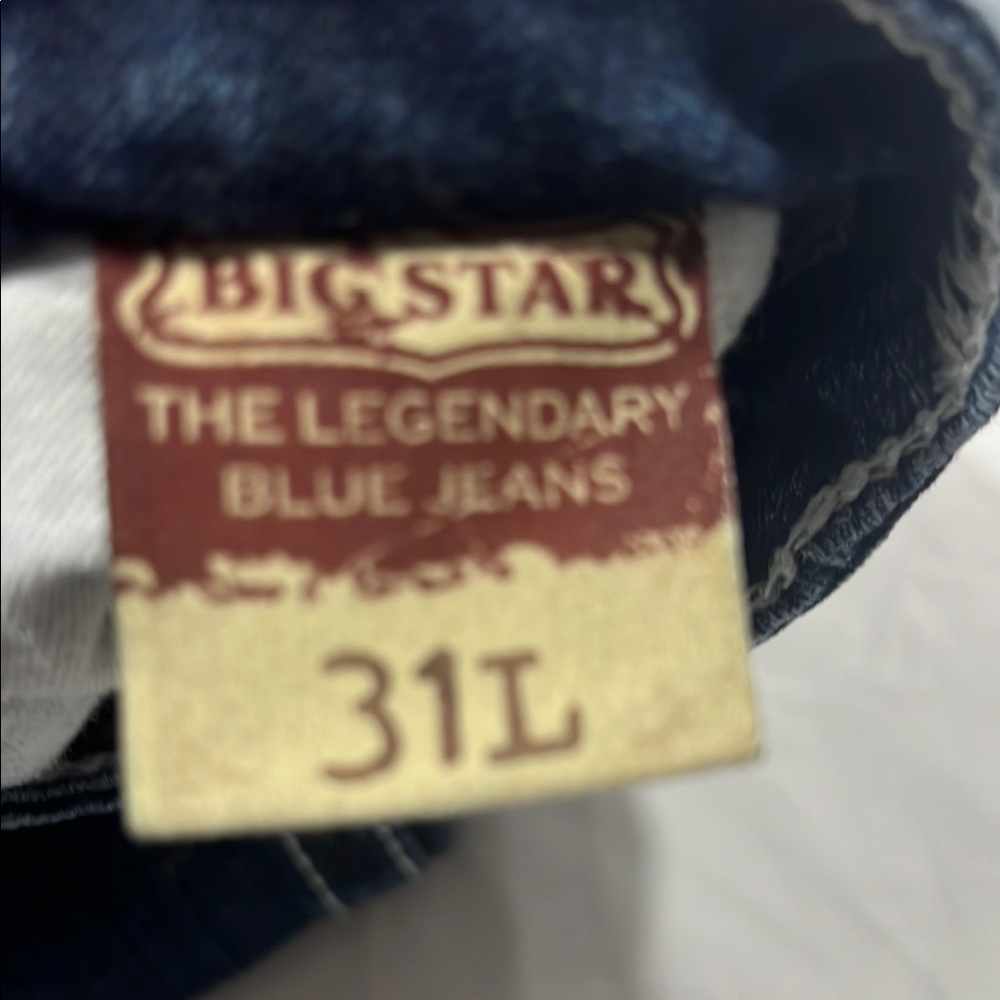 Big Star Blue Straight Leg Jeans with Faded Whiskering - Picture 3 of 9